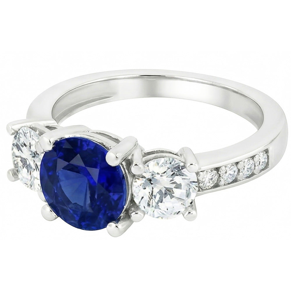 Natural Sapphire Ring 3.50ct - White Gold 14K