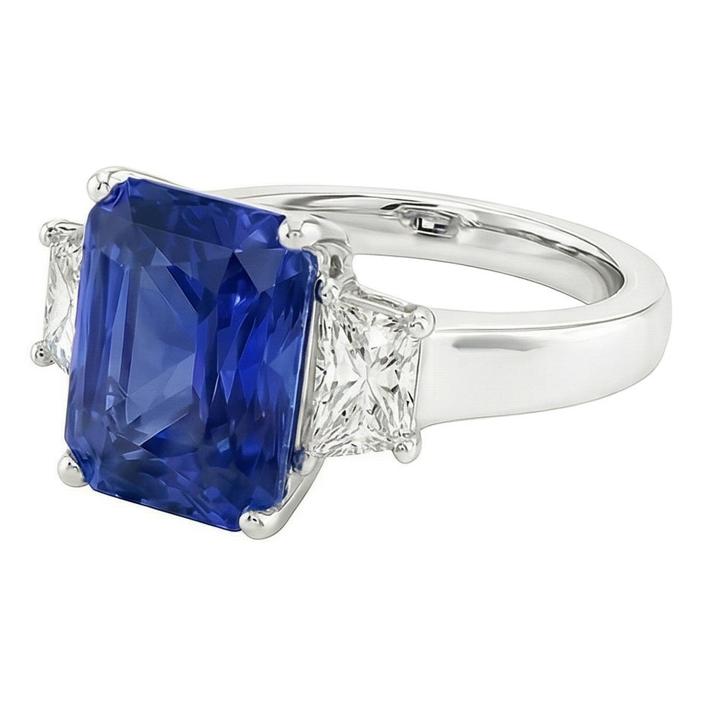 Natural Sapphire Ring 3.50ct - White Gold 14K