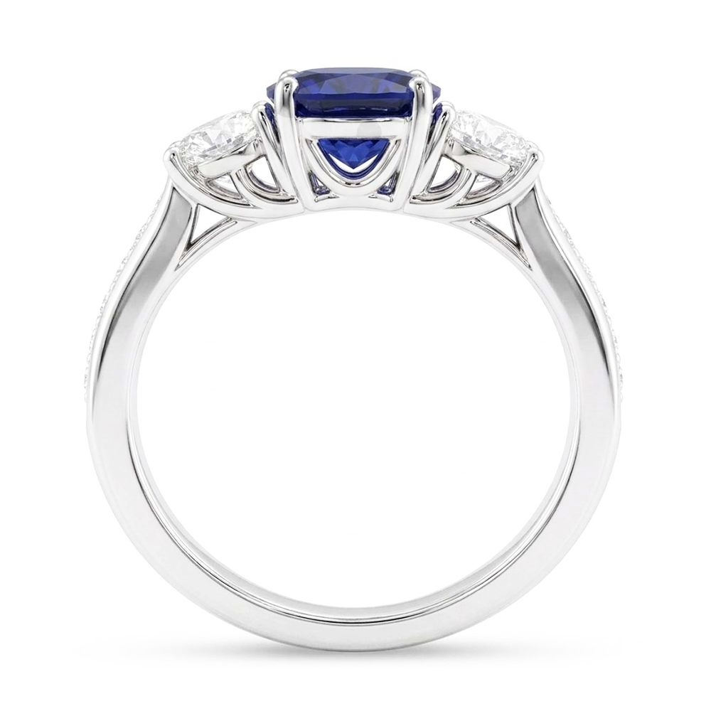 Natural Sapphire Ring 3.50ct - White Gold 14K