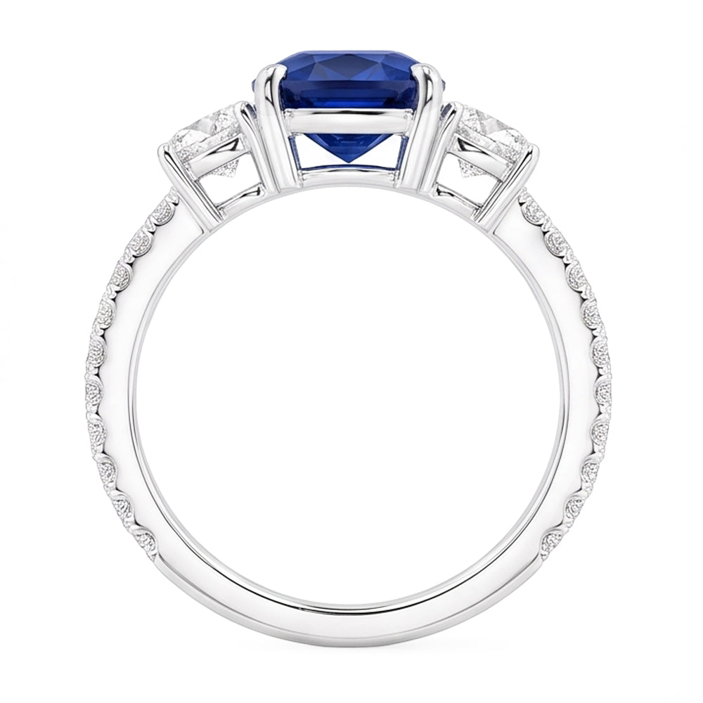 Natural Sapphire Ring 3.50ct - White Gold 14K