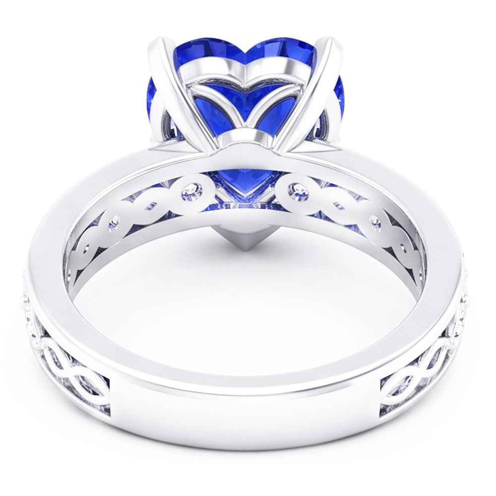 Natural Sapphire Ring 3.50ct - White Gold 14K