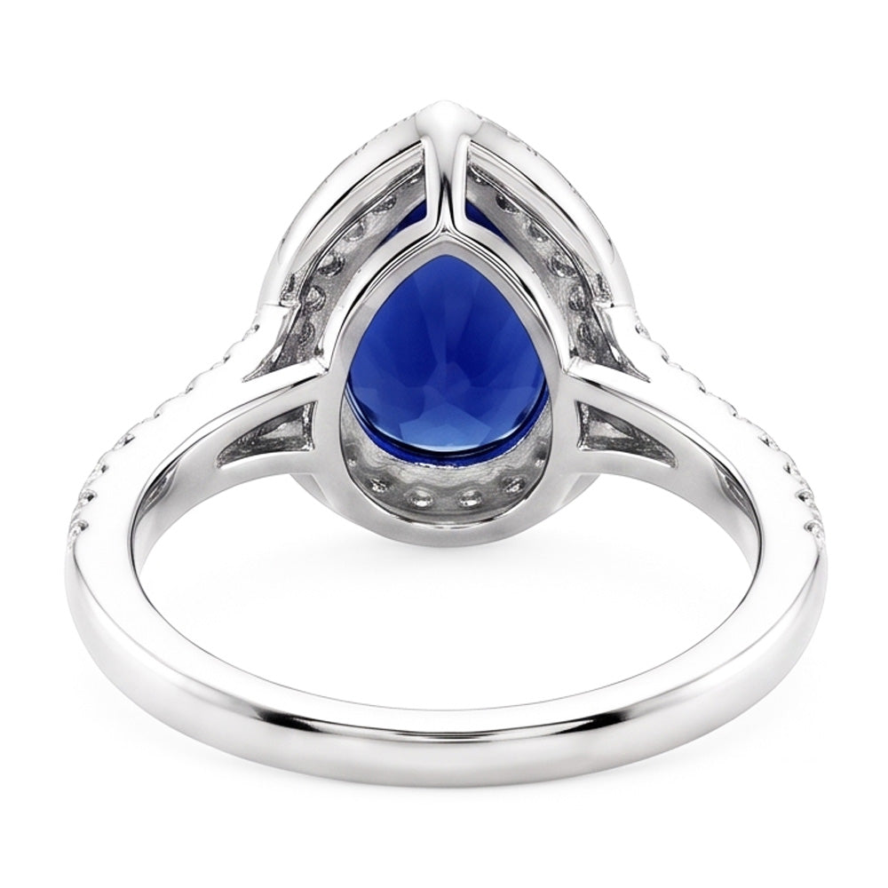 Natural Sapphire Ring 3.50ct - White Gold 14K