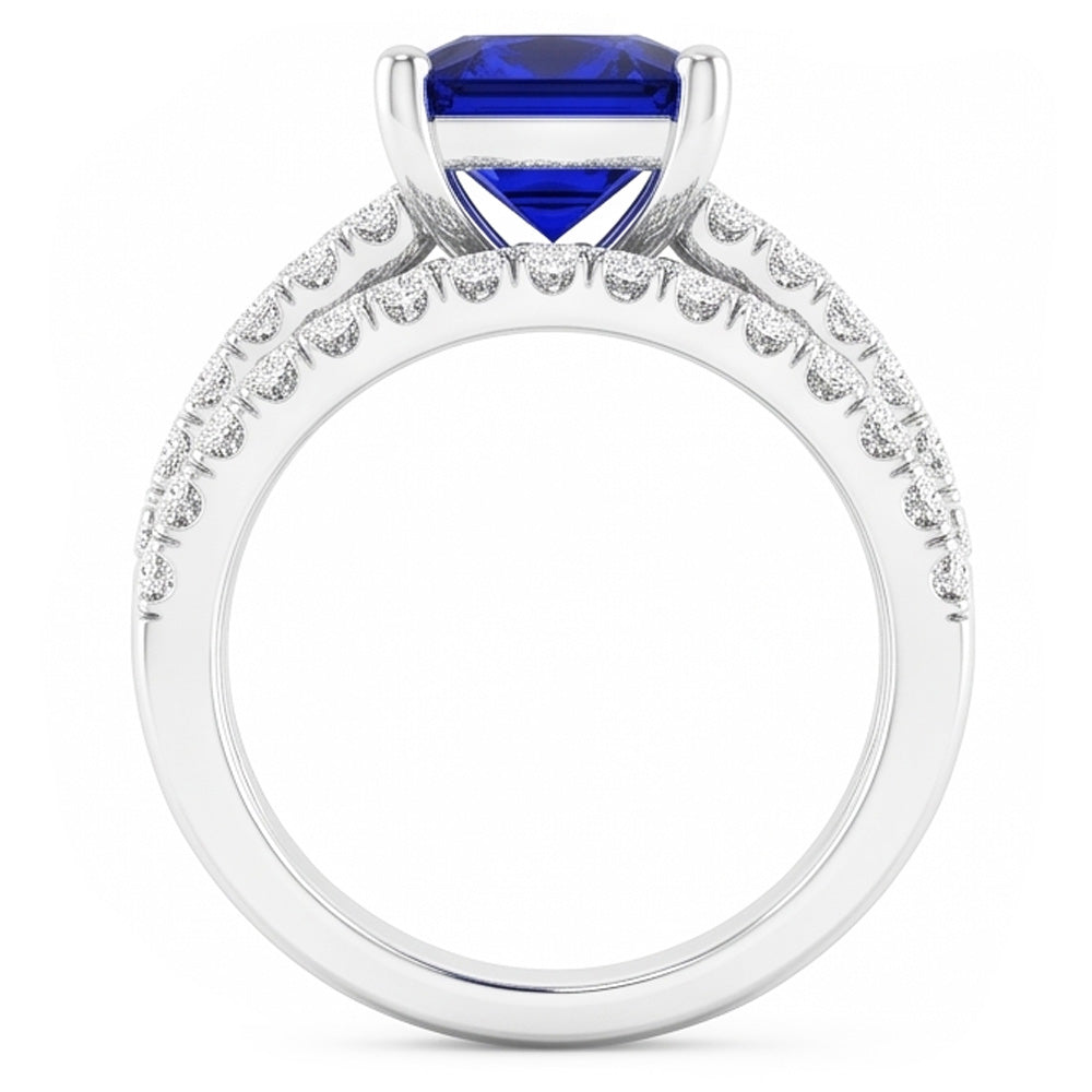 Natural Sapphire Ring 3.50ct - White Gold 14K