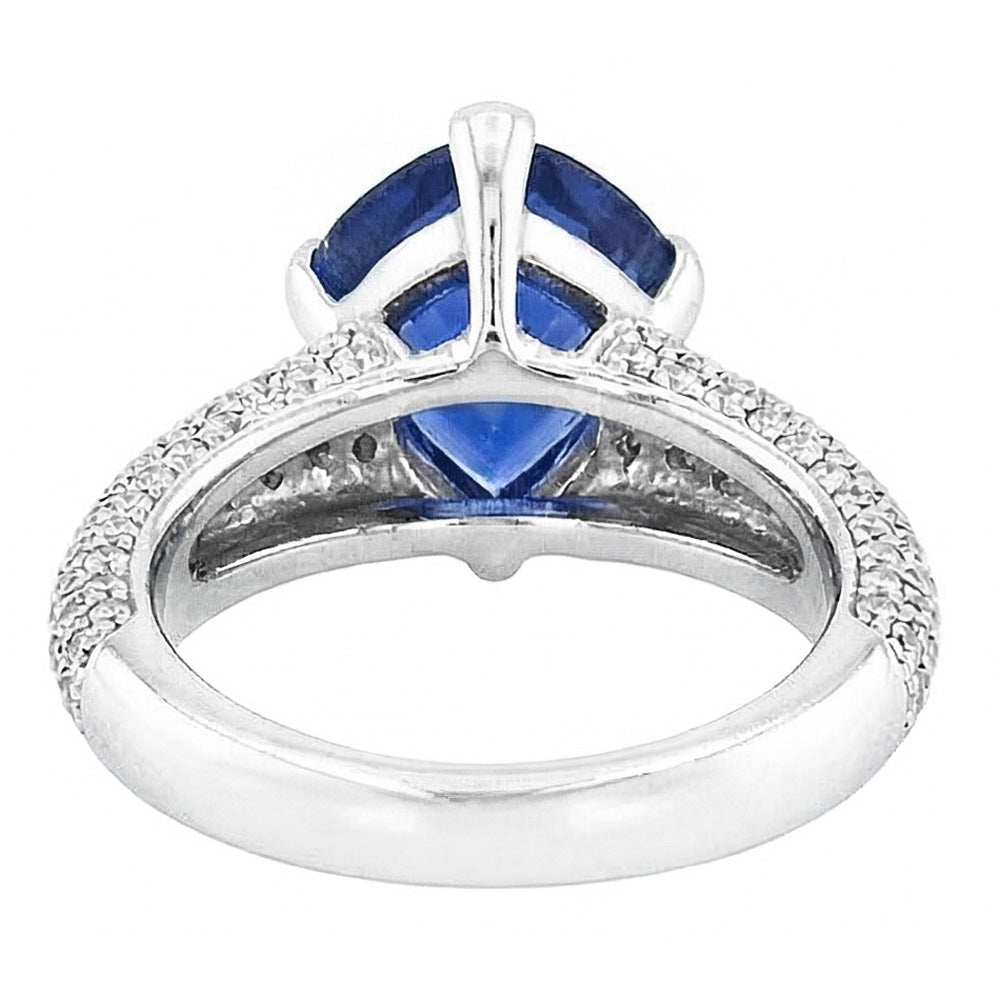 Natural Sapphire Ring 3.50ct - White Gold 14K