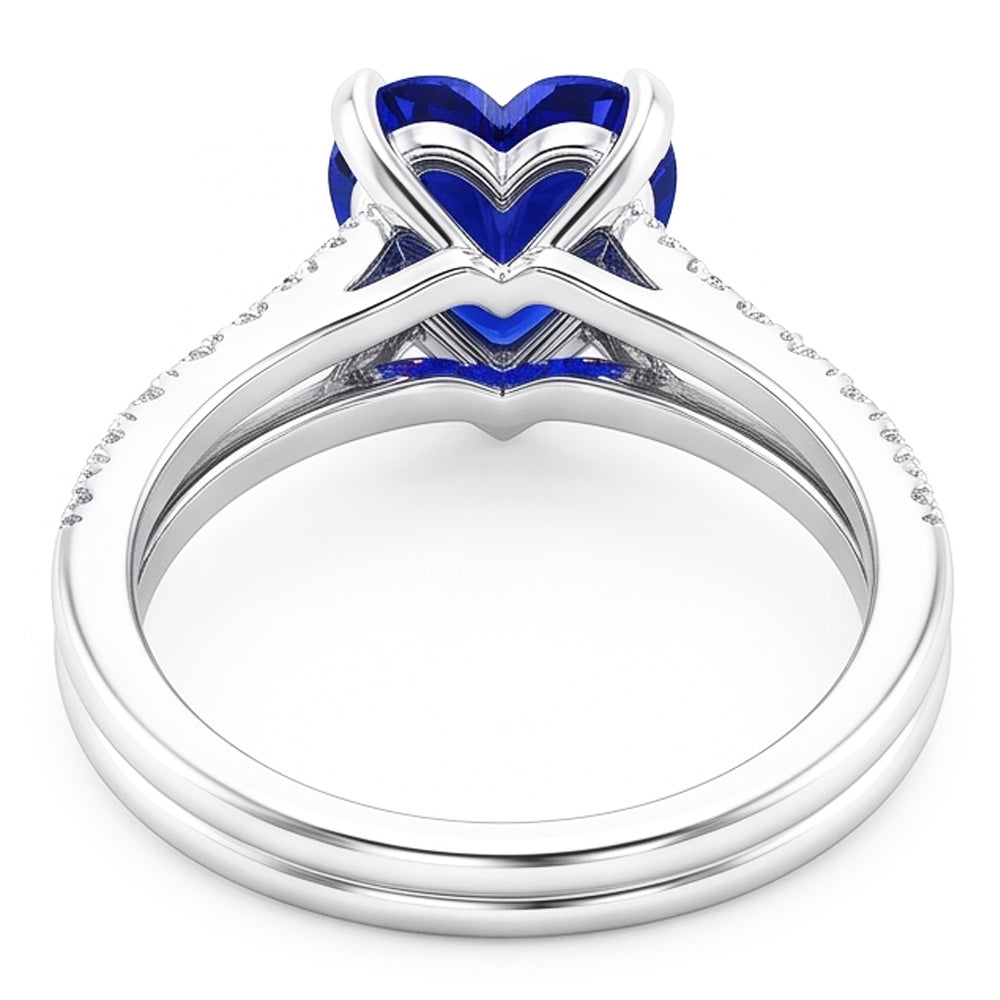 Natural Sapphire Ring 3.50ct - White Gold 14K