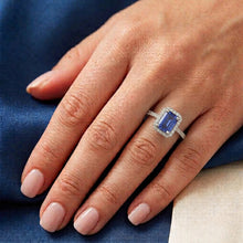 Natural Sapphire Ring 3.50ct - White Gold 14K