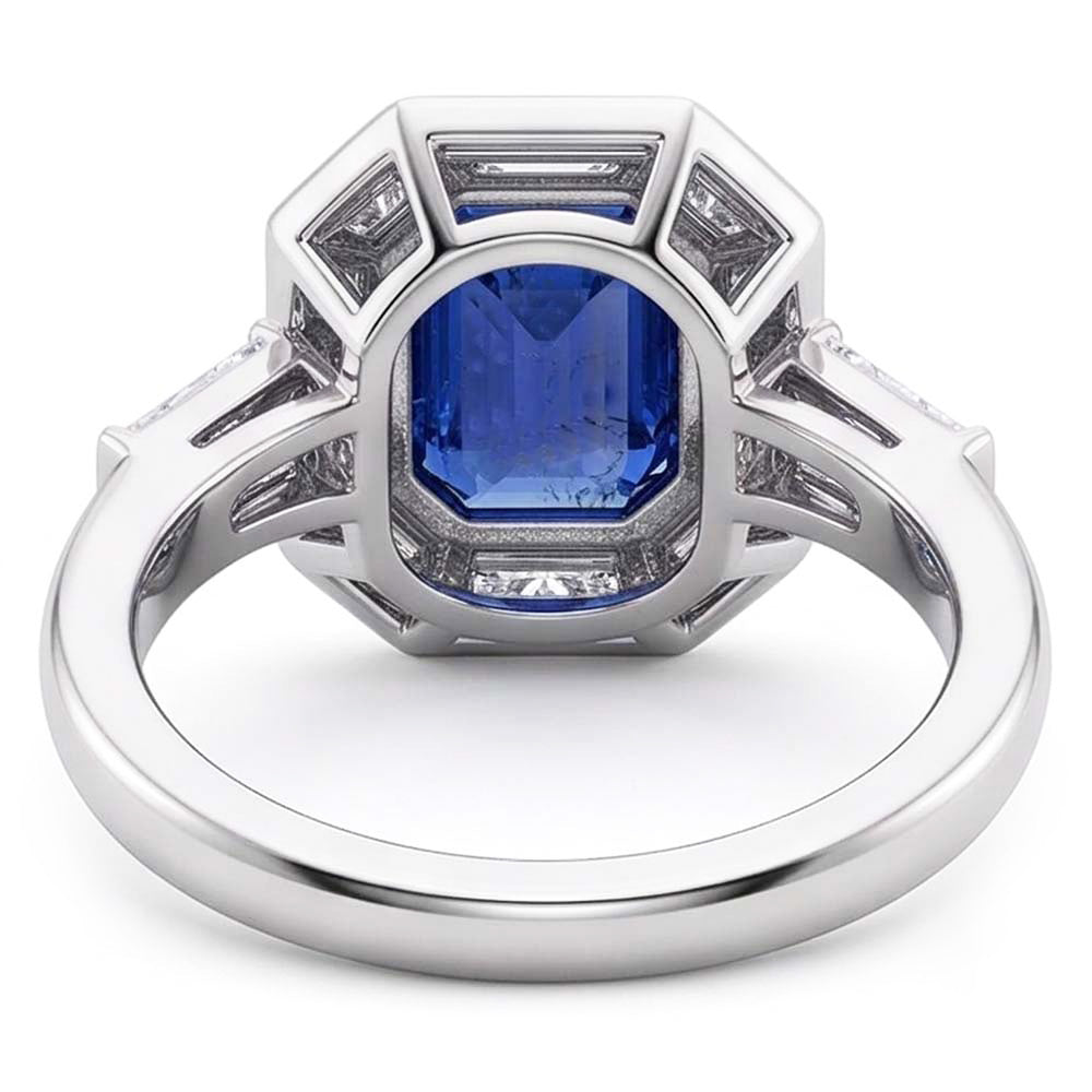 Natural Sapphire Ring 3.50ct - White Gold 14K