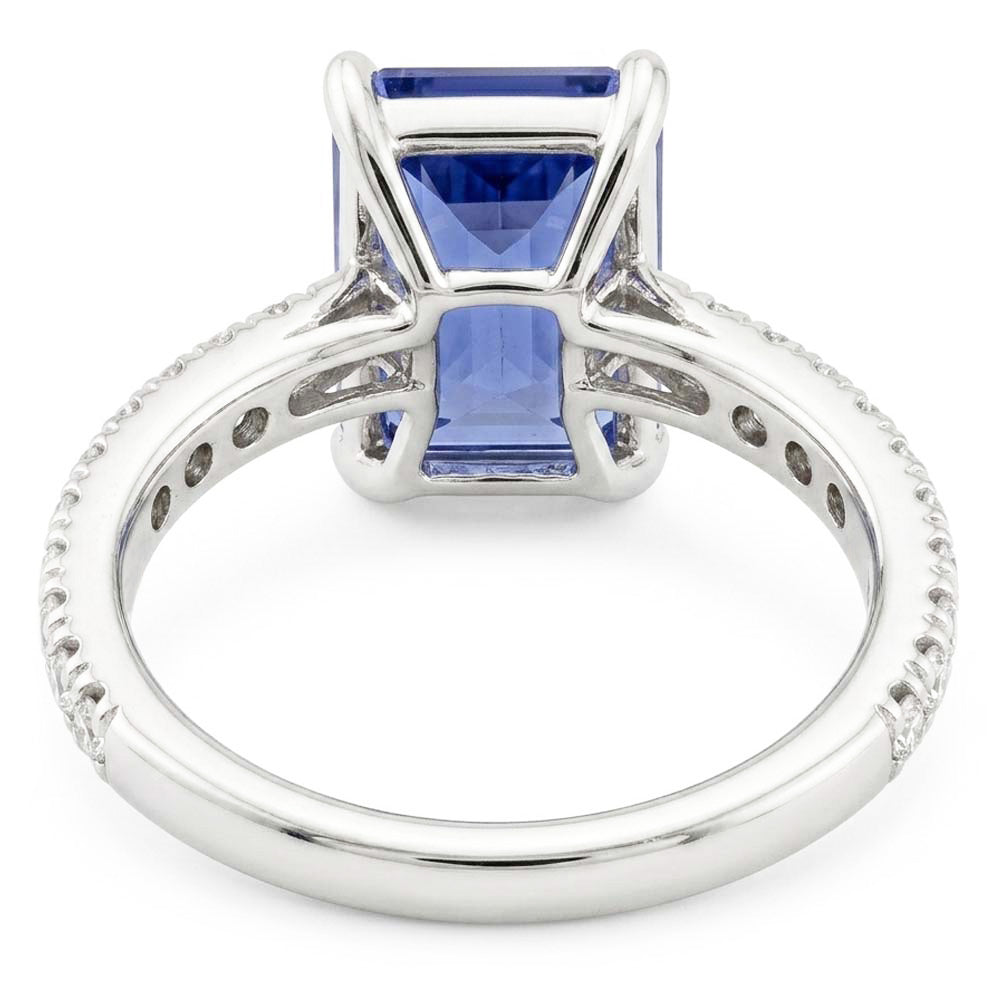 Natural Sapphire Ring 3.50ct - White Gold 14K