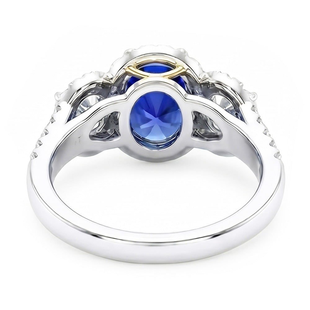 Natural Sapphire Ring 3.50ct - White Gold 14K