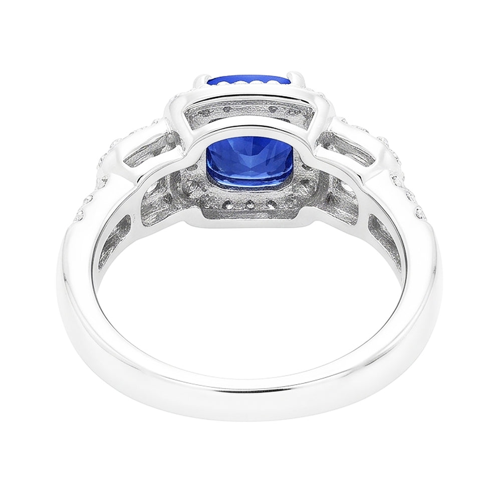 Natural Sapphire Ring 3.50ct - White Gold 14K