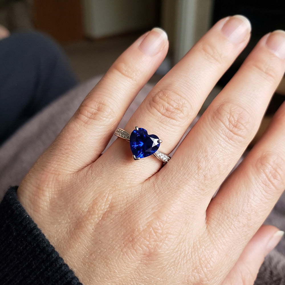 Natural Sapphire Ring 3.50ct - White Gold 14K