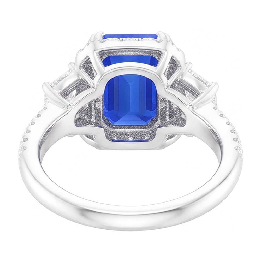 Natural Sapphire Ring 3.50ct - White Gold 14K