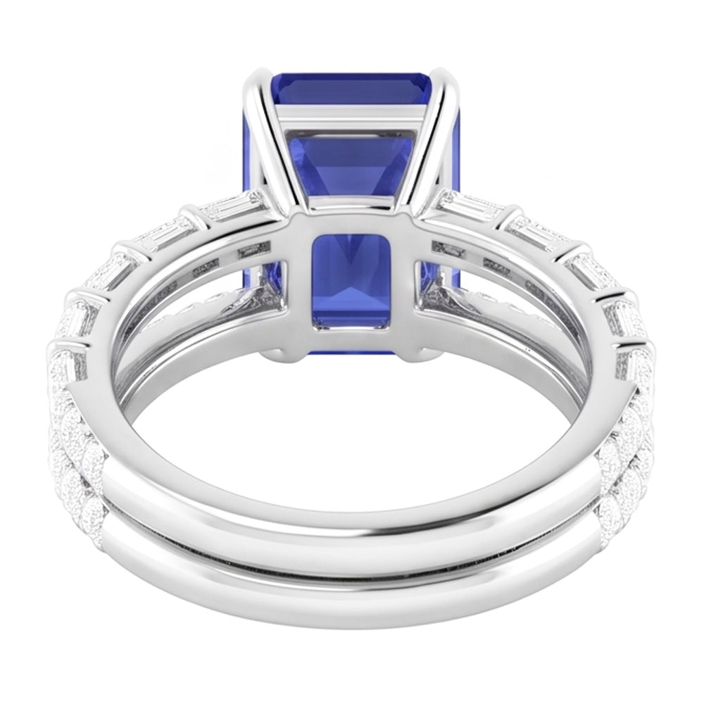 Natural Sapphire Ring 3.50ct - White Gold 14K