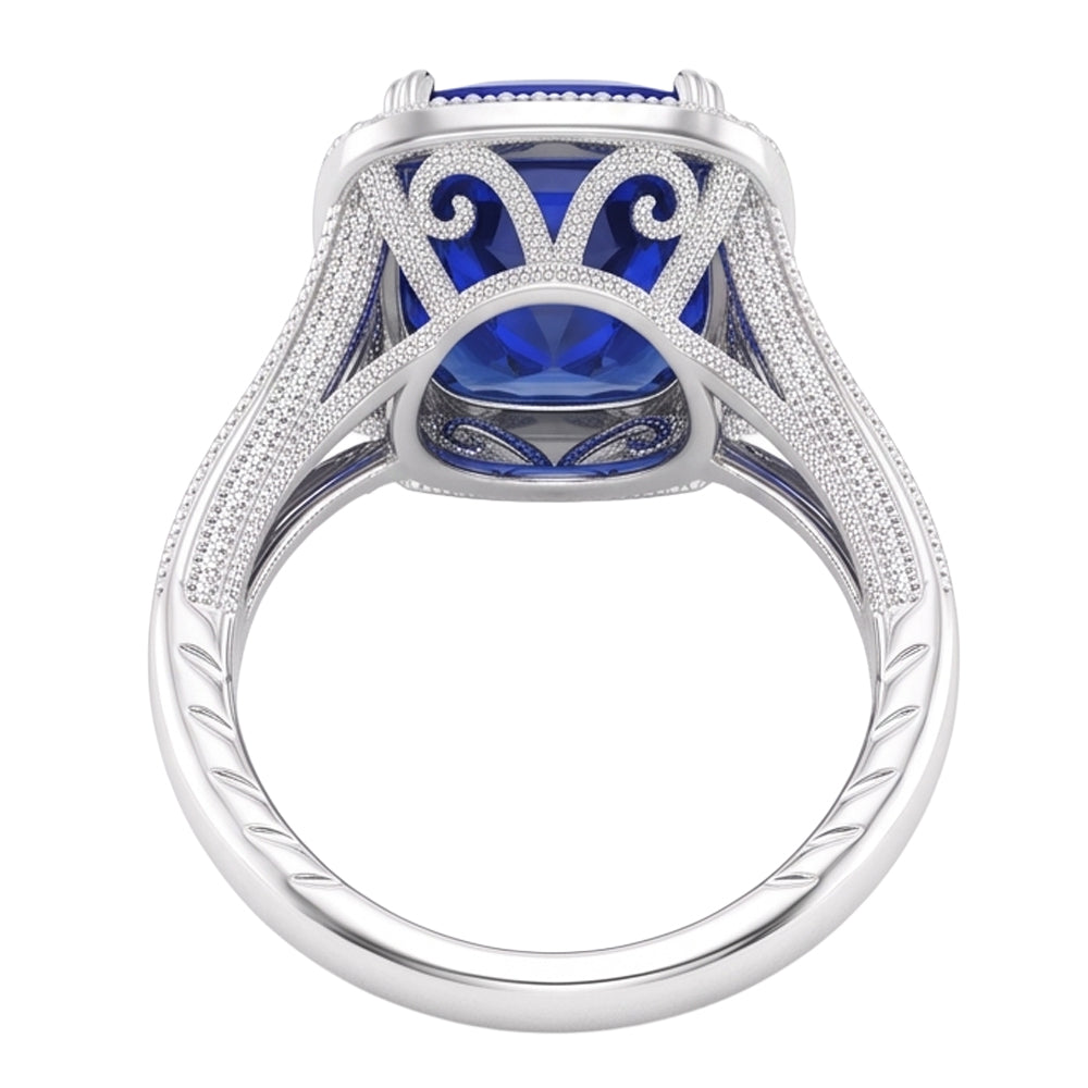 Natural Sapphire Ring 3.50ct - White Gold 14K
