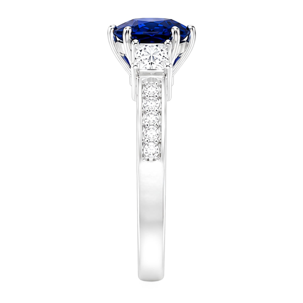 Natural Sapphire Ring 3.50ct - White Gold 14K