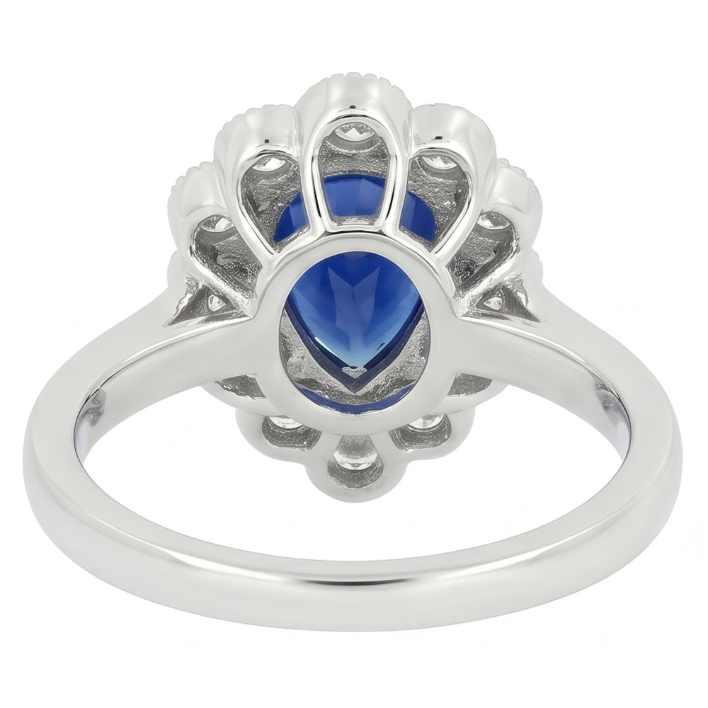 Natural Sapphire Ring 3.50ct - White Gold 14K