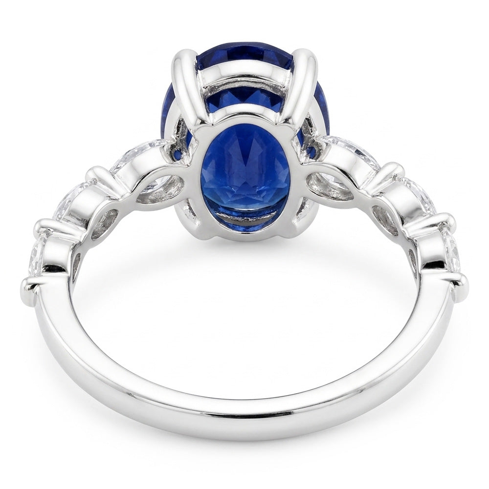 Natural Sapphire Ring 3.50ct - White Gold 14K