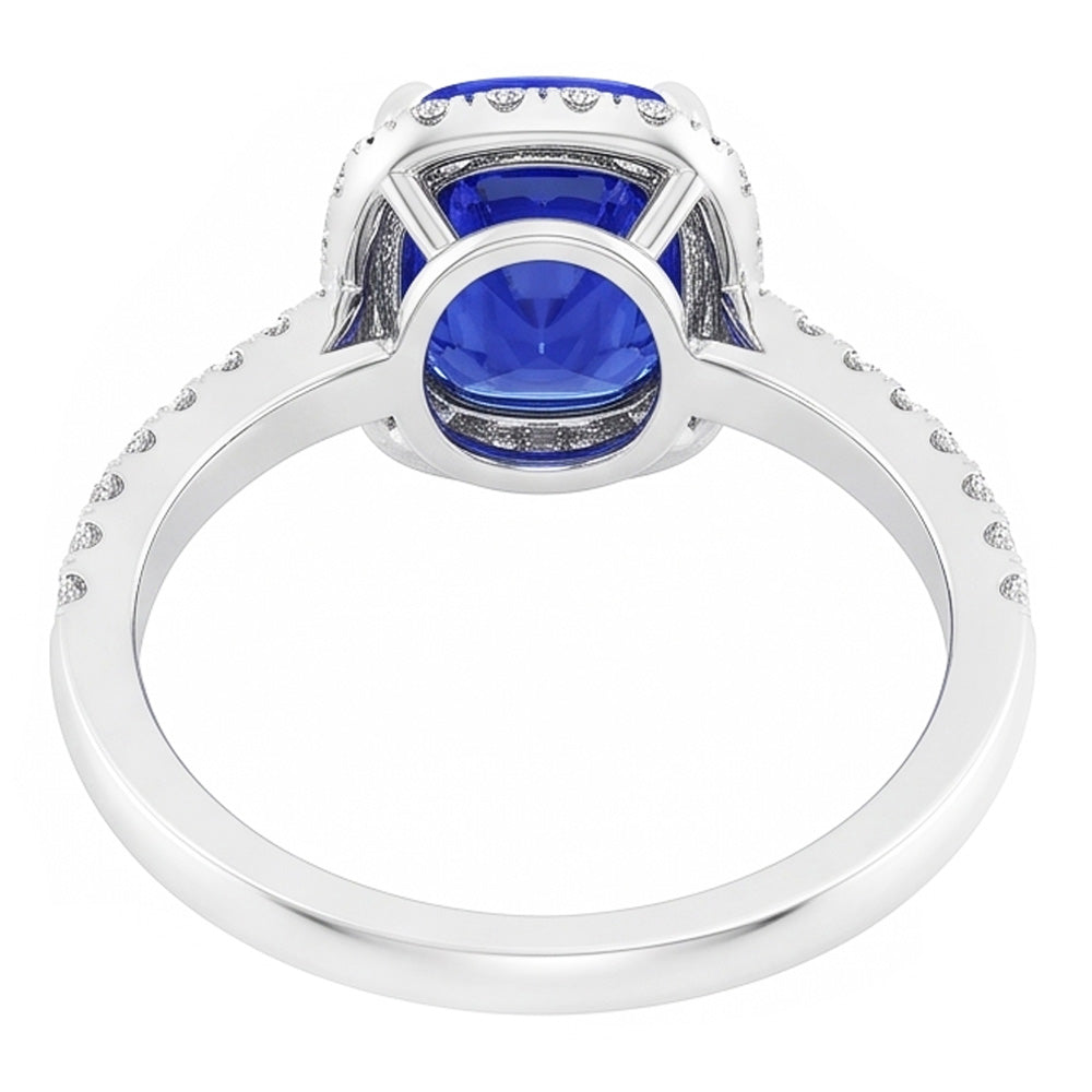 Natural Sapphire Ring 3.50ct - White Gold 14K