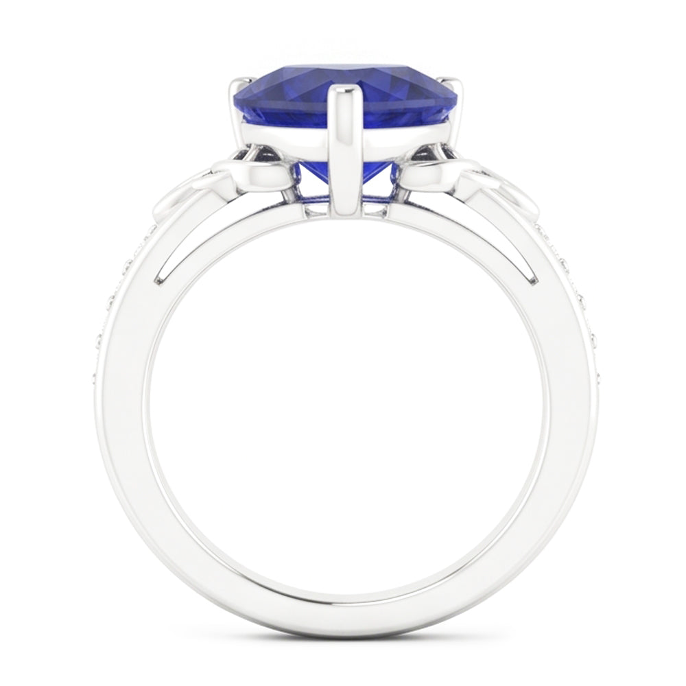 Natural Sapphire Ring 3.50ct - White Gold 14K