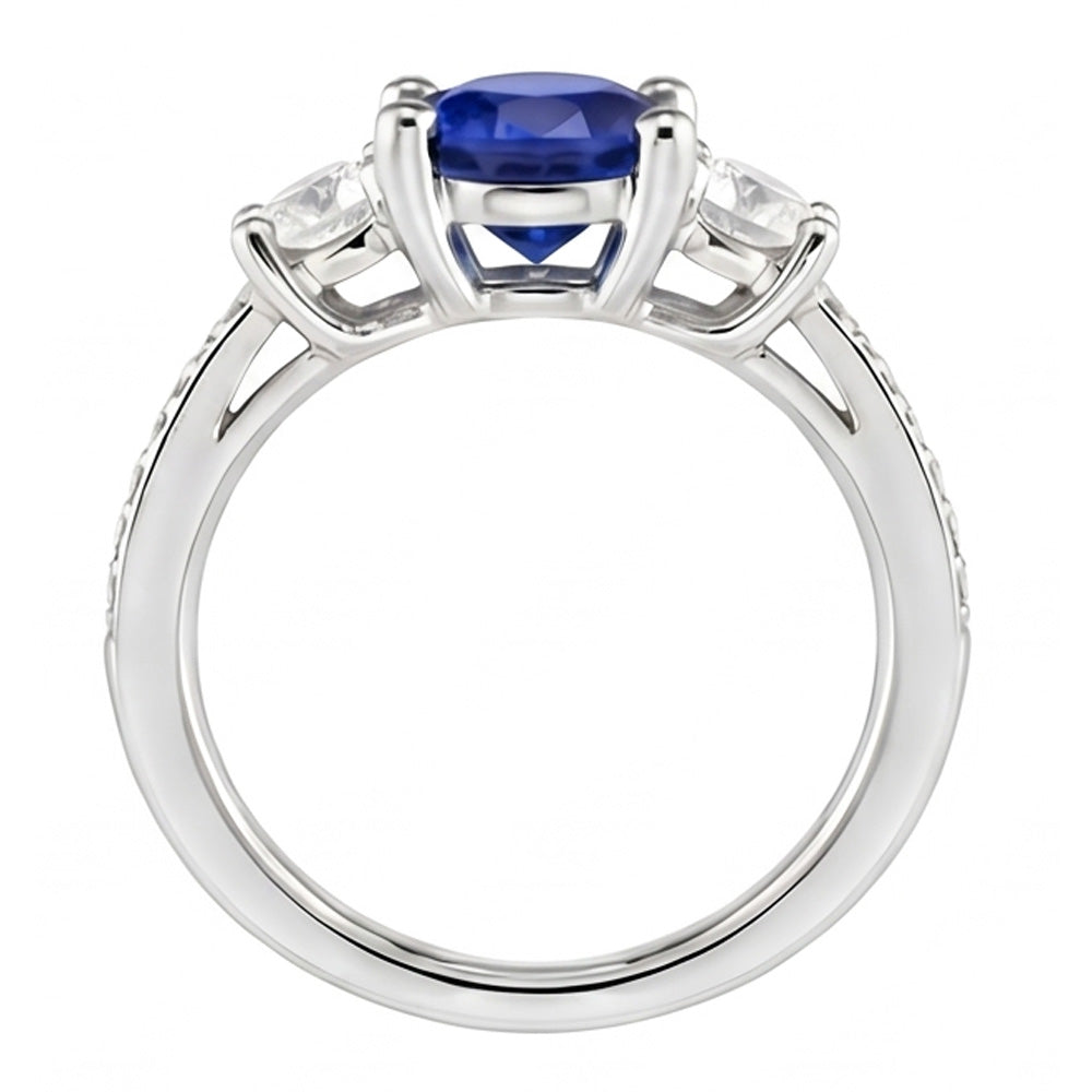 Natural Sapphire Ring 3.50ct - White Gold 14K