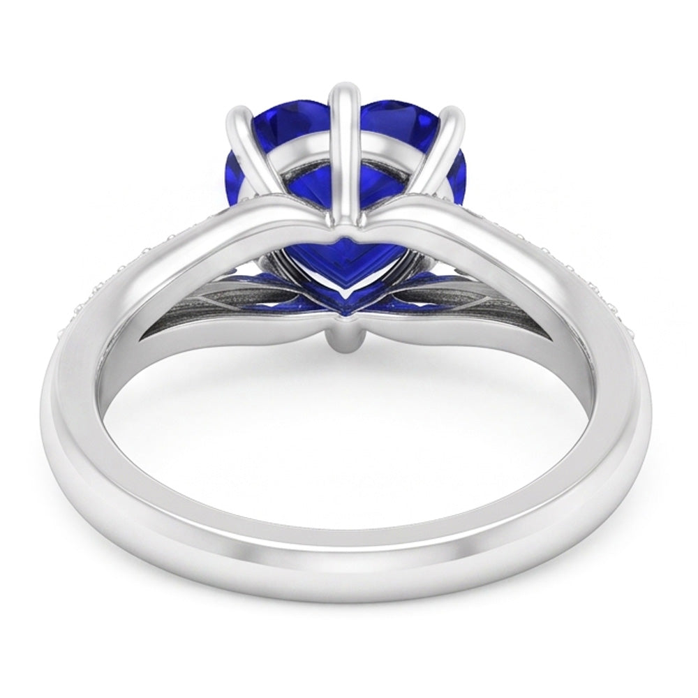 Natural Sapphire Ring 3.50ct - White Gold 14K