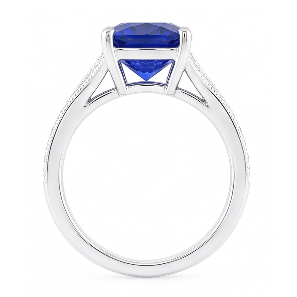 Natural Sapphire Ring 3.50ct - White Gold 14K