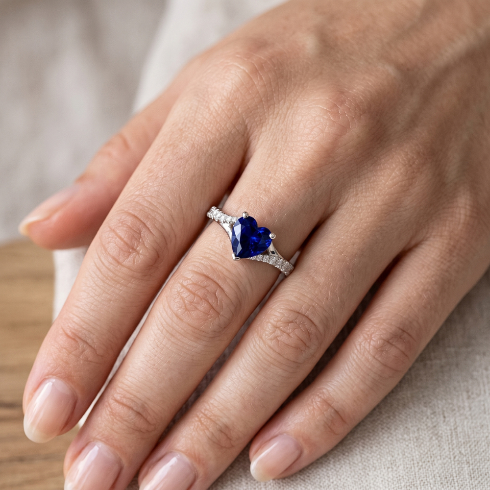 Natural Sapphire Ring 3.50ct - White Gold 14K
