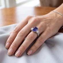 Natural Sapphire Ring 3.50ct - White Gold 14K