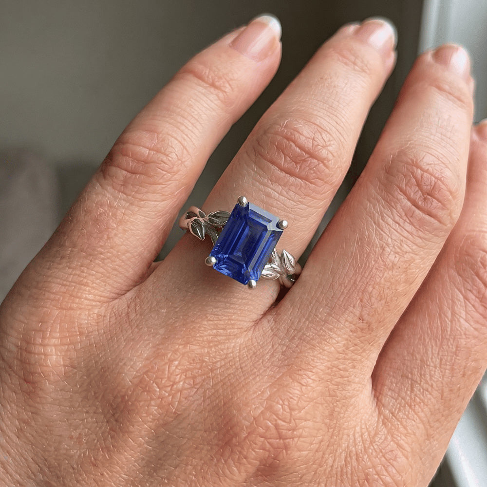 Natural Sapphire Ring 3.50ct - White Gold 14K