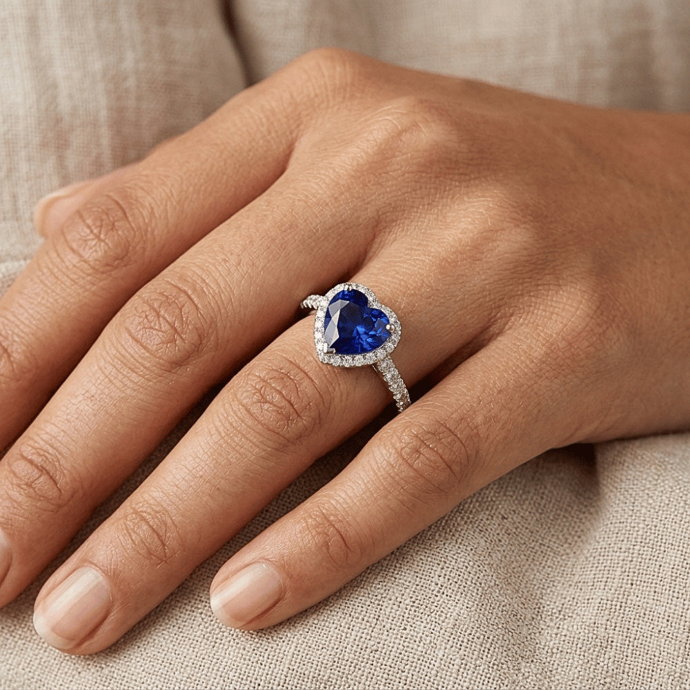 Natural Sapphire Ring 3.50ct - White Gold 14K