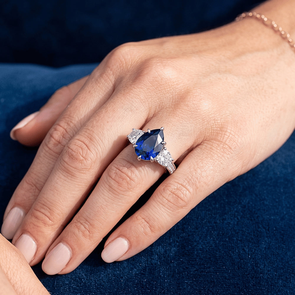Natural Sapphire Ring 3.50ct - White Gold 14K