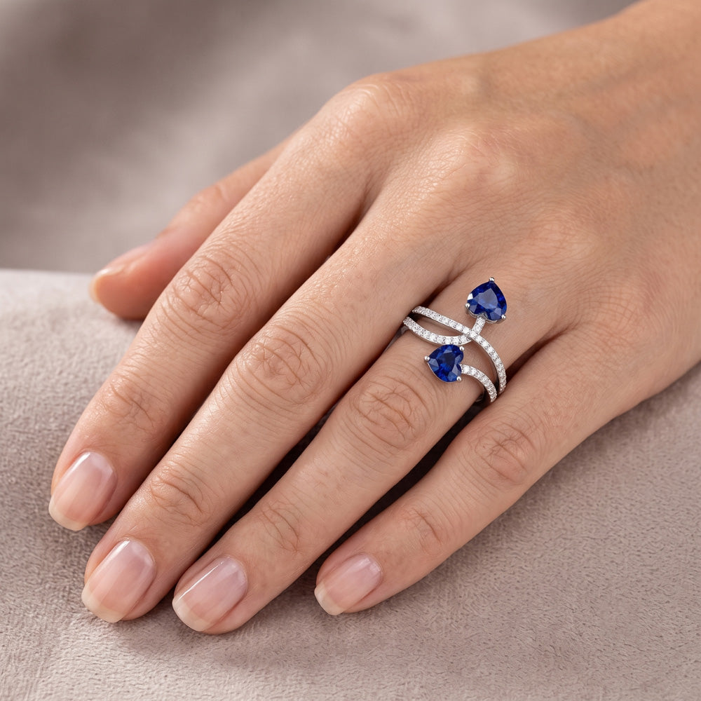 Natural Sapphire Ring 3.50ct - White Gold 14K
