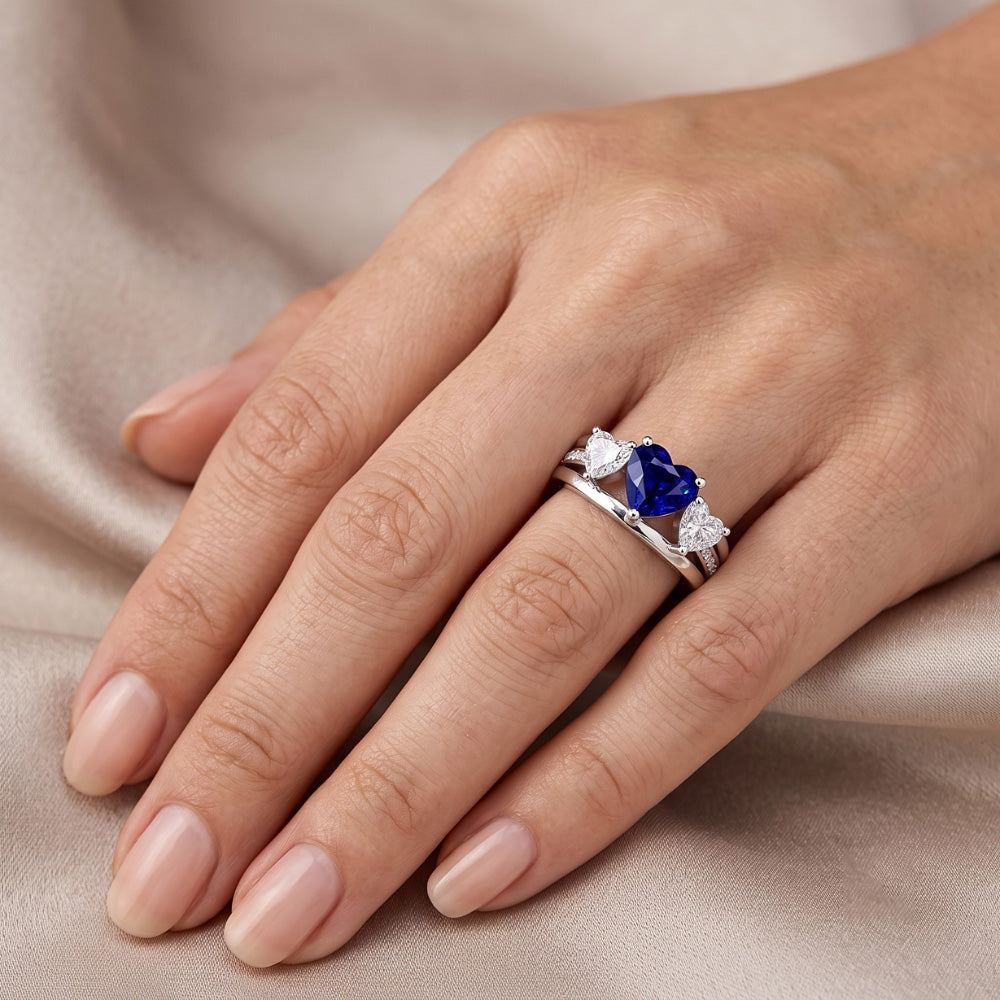 Natural Sapphire Ring 3.50ct - White Gold 14K