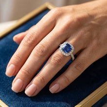 Natural Sapphire Ring 3.50ct - White Gold 14K