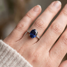 Natural Sapphire Ring 3.50ct - White Gold 14K