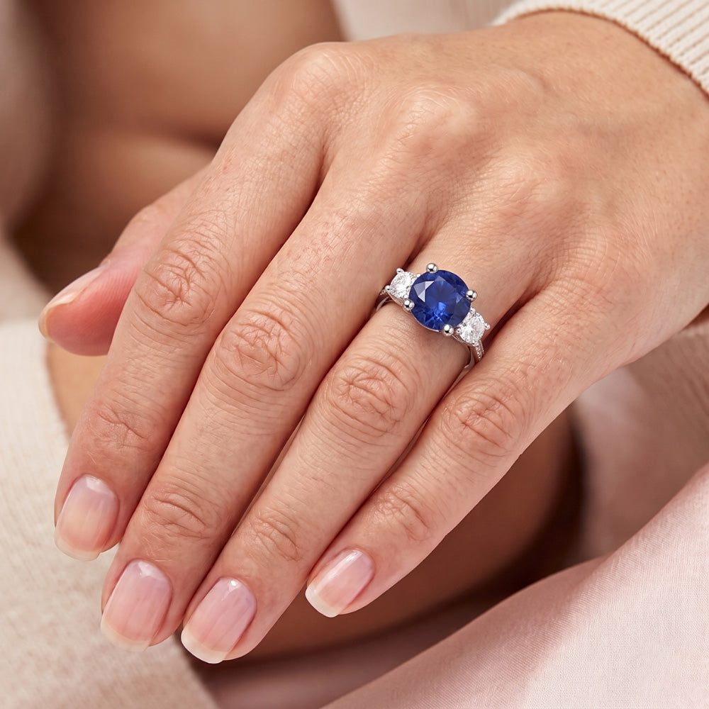 Natural Sapphire Ring 3.50ct - White Gold 14K