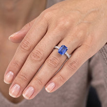 Natural Sapphire Ring 3.50ct - White Gold 14K