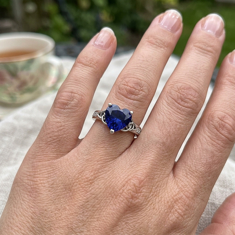 Natural Sapphire Ring 3.50ct - White Gold 14K
