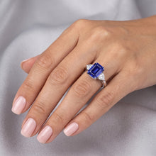Natural Sapphire Ring 3.50ct - White Gold 14K