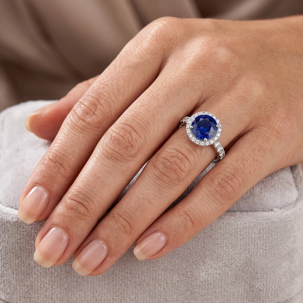 Natural Sapphire Ring 3.50ct - White Gold 14K