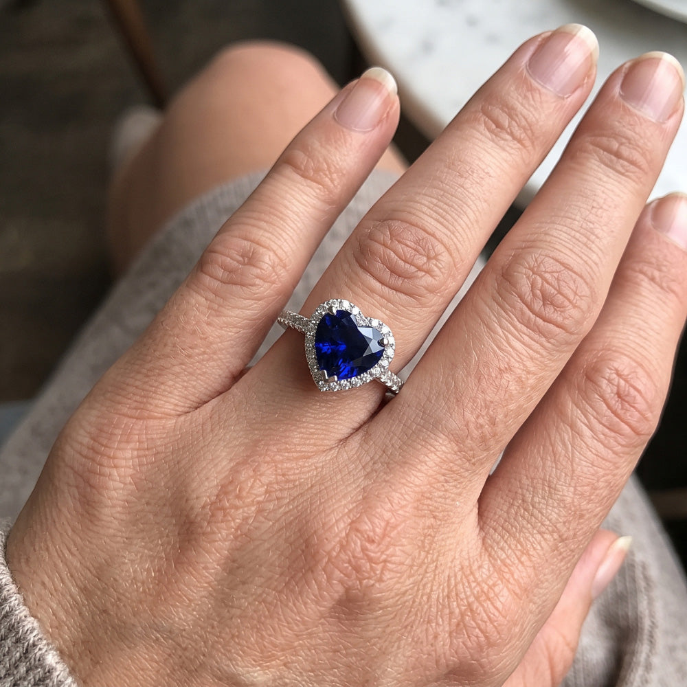 Natural Sapphire Ring 3.50ct - White Gold 14K