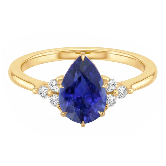 Natural Sapphire Ring 3.50ct - Yellow Gold 14K