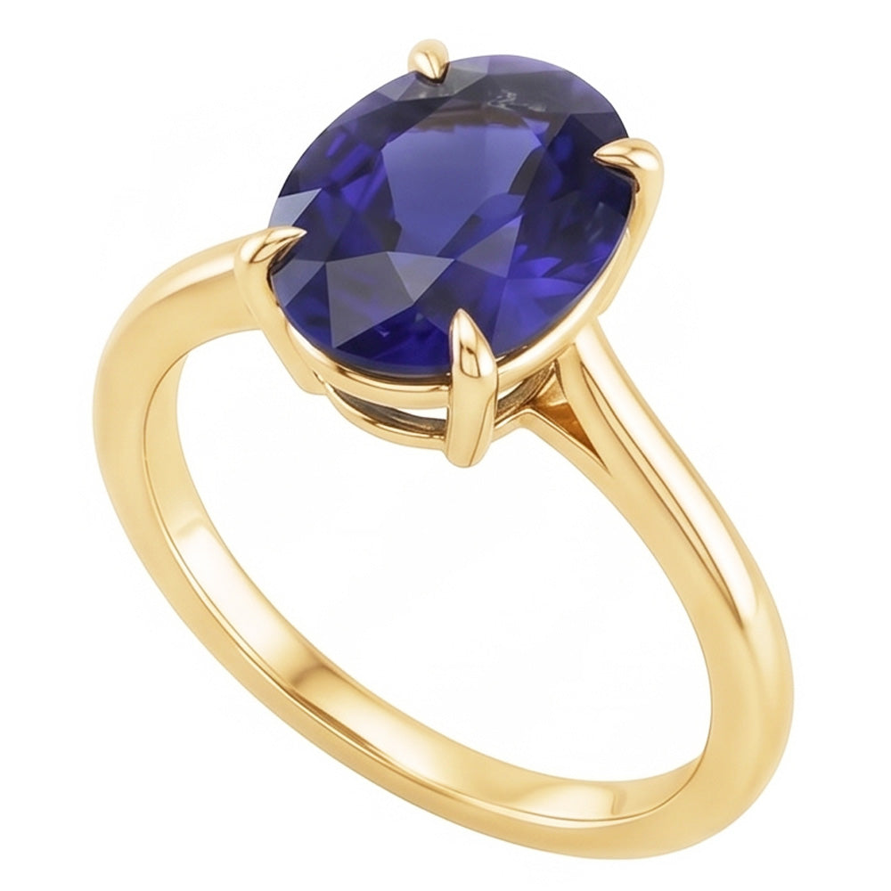 Natural Sapphire Ring 3.50ct - Yellow Gold 14K