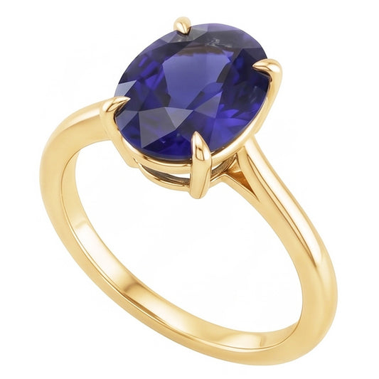 Natural Sapphire Ring 3.50ct - Yellow Gold 14K