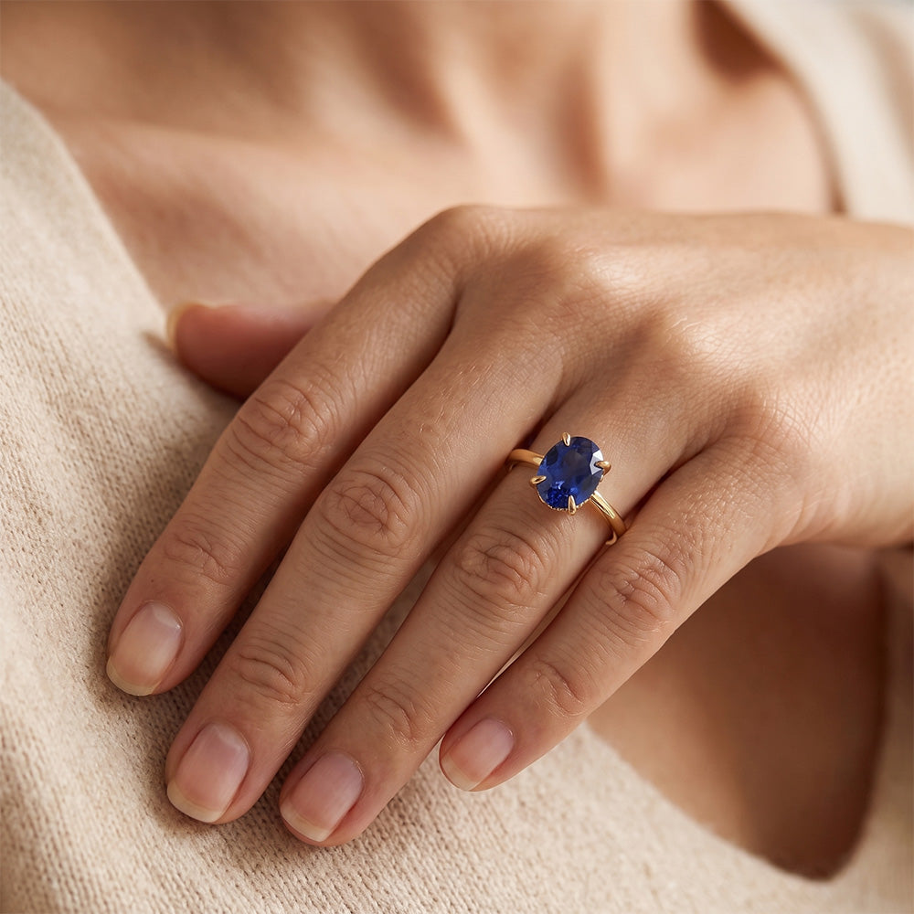 Natural Sapphire Ring 3.50ct - Yellow Gold 14K