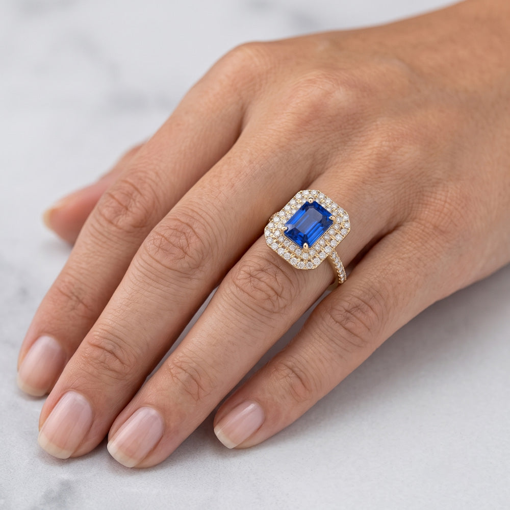 Natural Sapphire Ring 3.50ct - Yellow Gold 14K