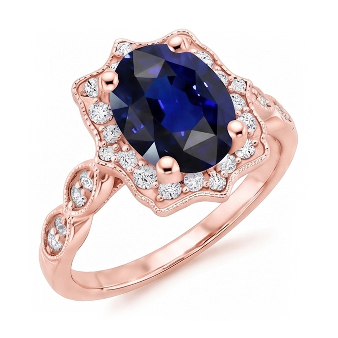 Natural Sapphire Ring 3.75ct - Rose Gold 14K