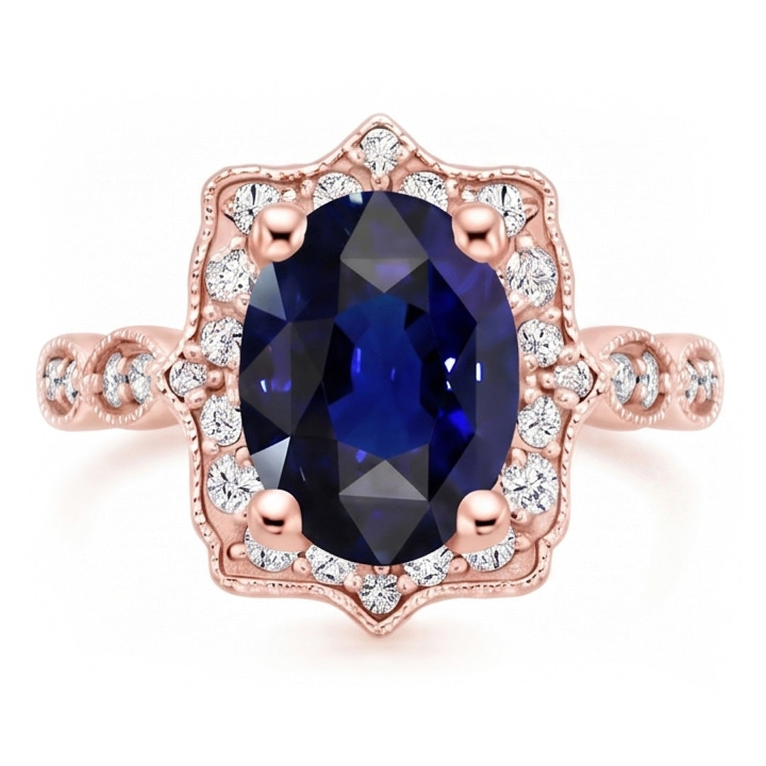 Natural Sapphire Ring 3.75ct - Rose Gold 14K