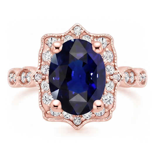 Natural Sapphire Ring 3.75ct - Rose Gold 14K