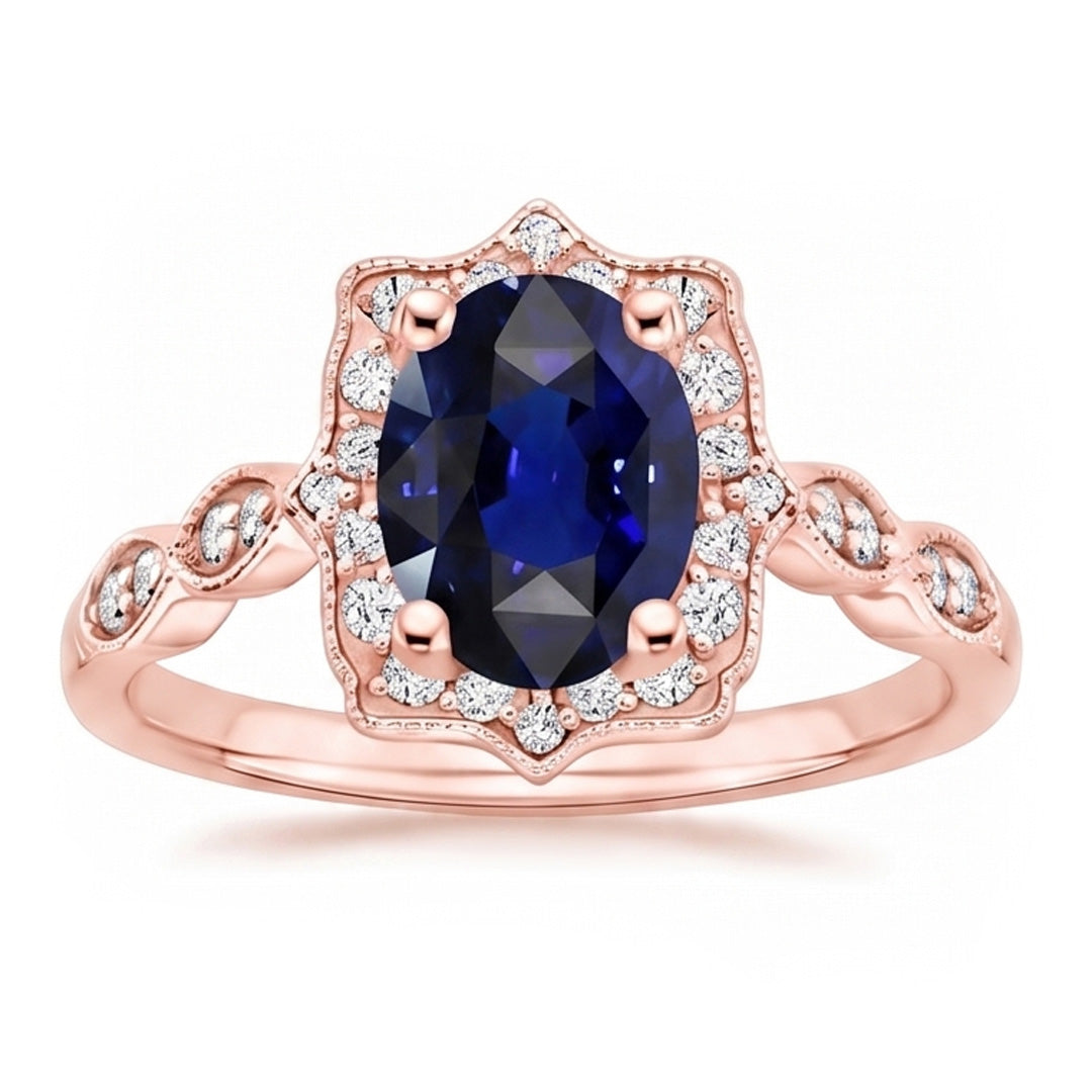 Natural Sapphire Ring 3.75ct - Rose Gold 14K